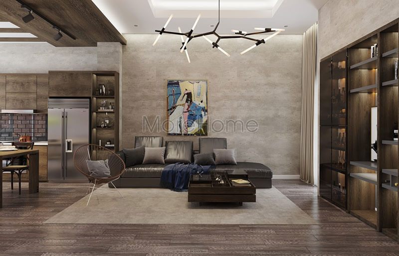 Thiết kế nội thất phòng khách đẹp với mẫu sofa hiện đại tạo điểm nhấn cho căn phòng